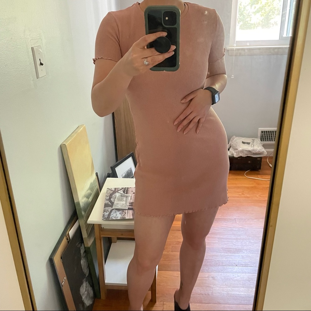 💫FINAL SALE PULL&BEAR dusty rose ribbed minidress - Picture 3 of 7